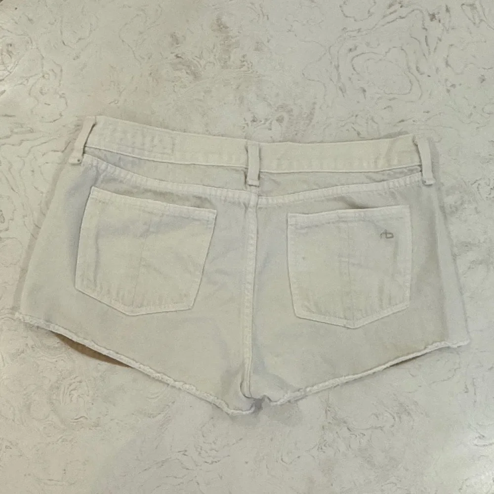 rag & bone Off-White Distressed Denim Cutoff Shorts